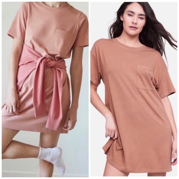 Everlane Weekend Tee Short Sleeve Crew Neck Mini Dress Size XL Pink - Picture 1 of 5